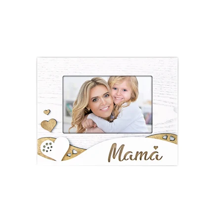 Ibis White Wood Photo Frame 10x15 cm - Mom Model, Emotional Ready-to-Hang Photo Frame for Mother’s Day or Family Display