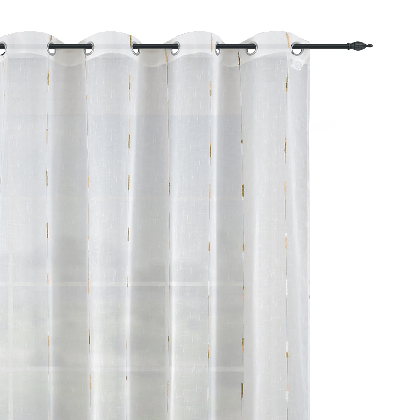 Cortinas Poliéster Translucidas Bordadas de un Visillo Modernas 150x260cm de Efecto Lino para Sala Cuarto Dormitorio Comedor Cocina Salón, Cocina  Pack de 2 Piezas con Ojales Plateados.