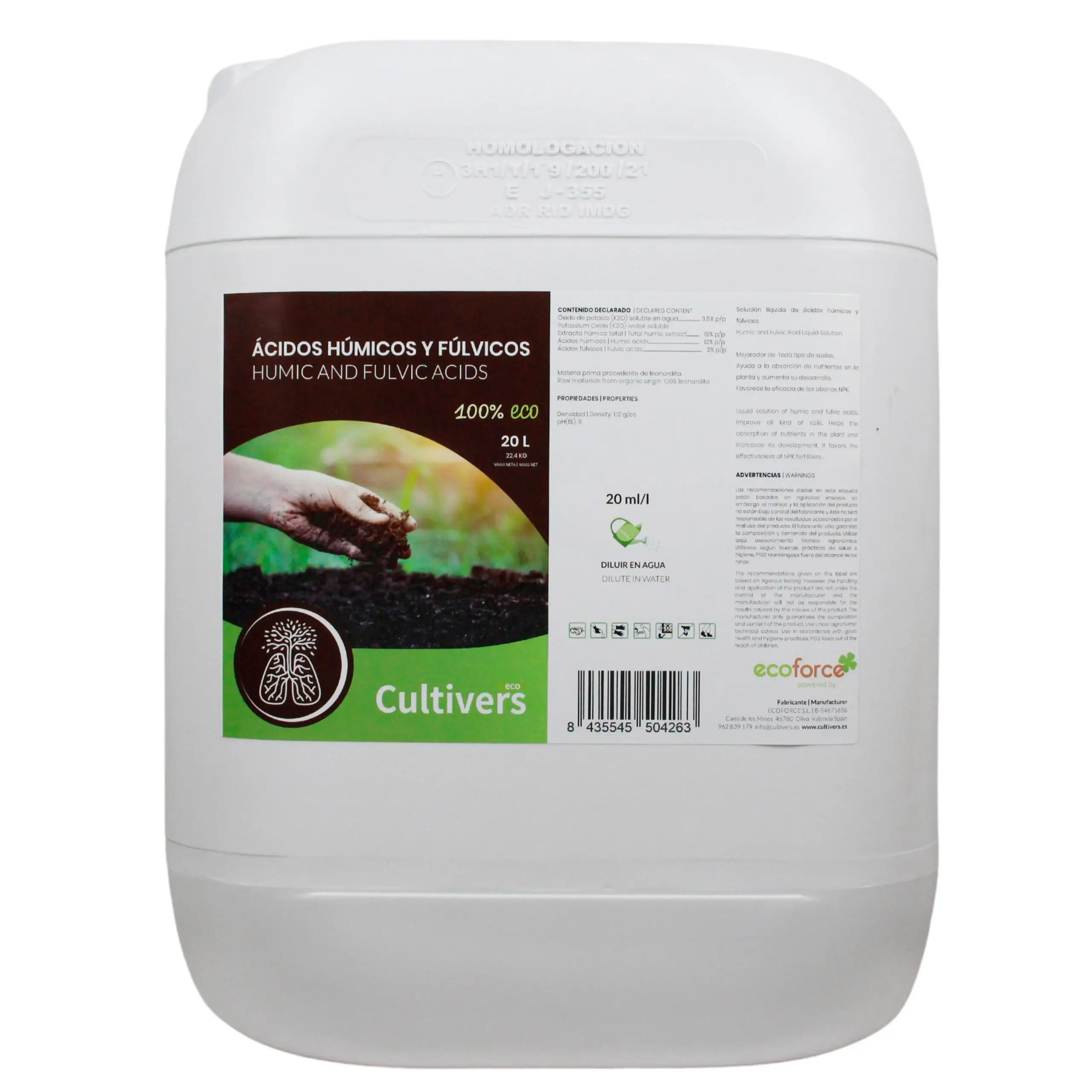 CULTIVERS Ácidos Húmicos Líquido Ecológico 20 L