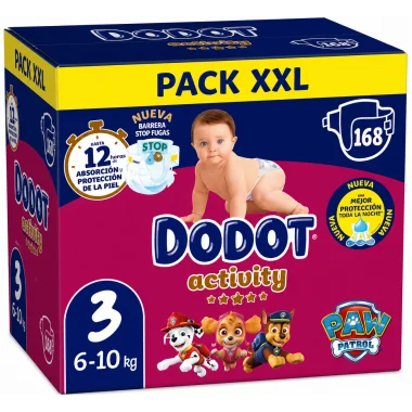 Pañales Dodot Box Activity Talla 3 (168 Uds) – Máxima Absorción para el Uso Diario Dodot