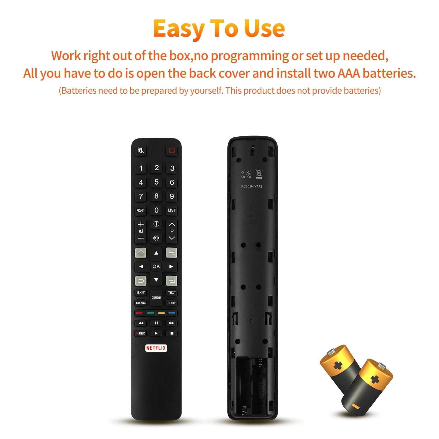 Remote Control for TV TCL 55P715 TCL 50C715 replacement remote Control for TCL Smart TV 32S6000S 43S6500FS 43DP640 U55P6046 RC802N YAI1 RC802N