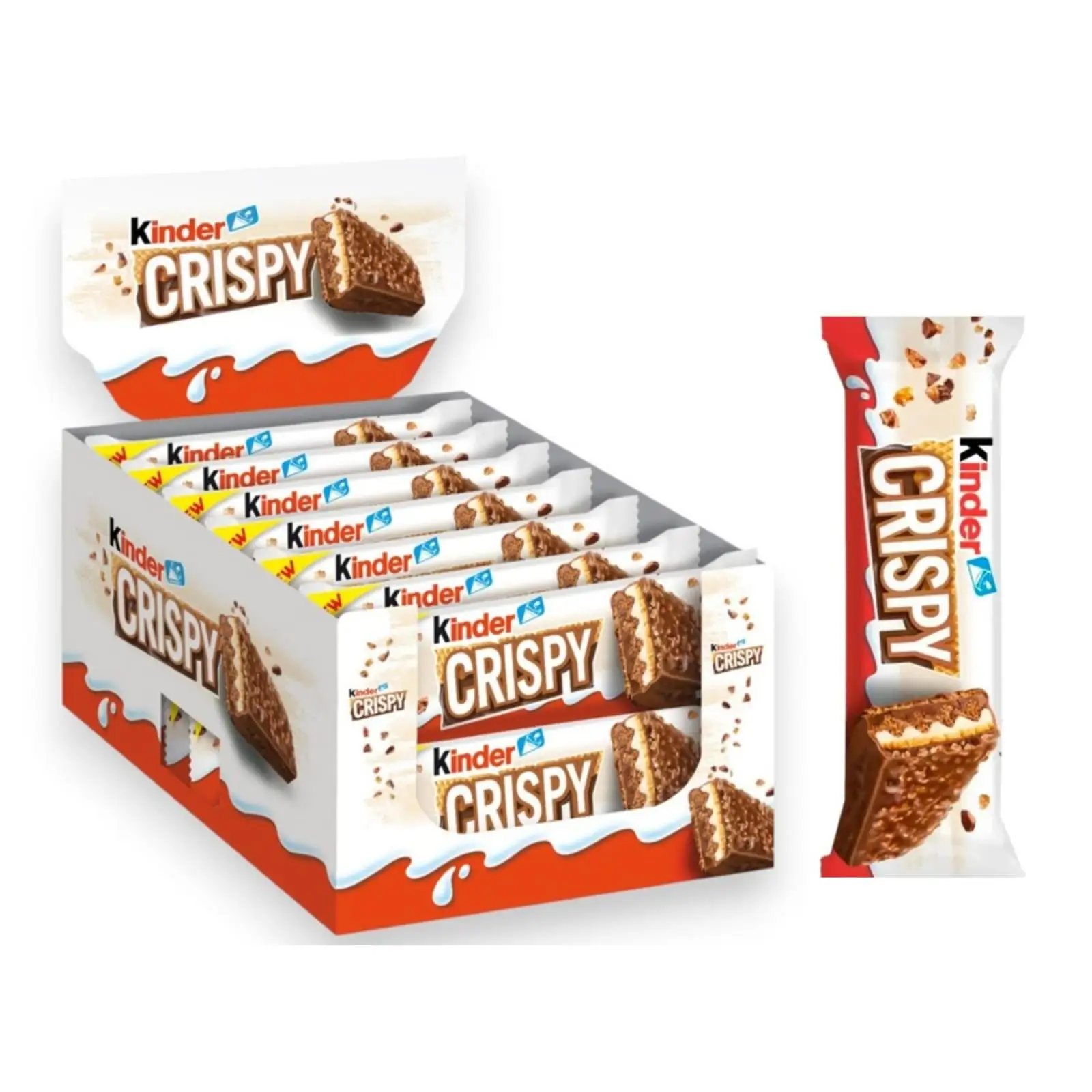 Kinder Nuevo Nacional CRISPY Caja 14 Unidades chocolate con leche Kinder con textura crujiente Sabor Garantizado