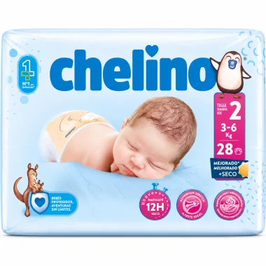 Pañales Chelino Talla 2 (3-6 kg) 28 Uds – Protección Práctica para Recién Nacido Chelino
