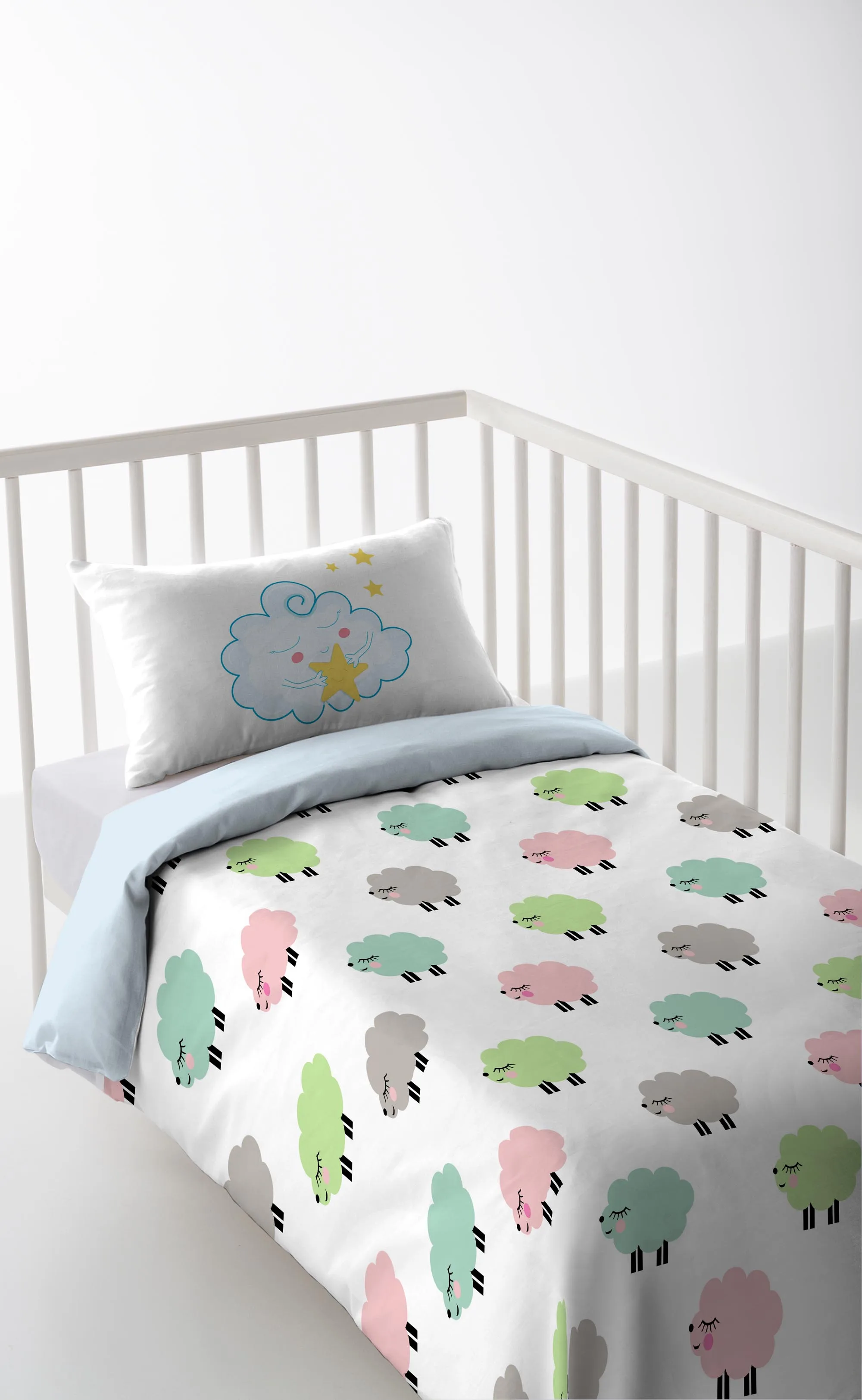 Nordic REVERSIBLE crib/MAXICUNA infant baby 100% cotton FERNANDO COOL KIDS cover made in Spain