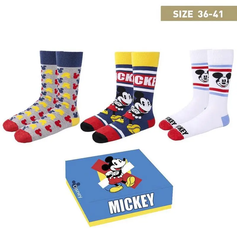 Cerdá Pack 3 Calcetines Algodón Mujer de Mickey-Licencia Oficial Disney - Vida Llena de Momentos
