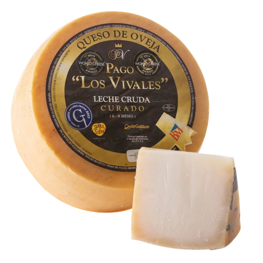 Queso Curado de Oveja Pago Los Vivales, Leche Cruda Zamora, Queso Premiado World Cheese Awards, Sabor Gourmet Intenso, 2,7kg aprox