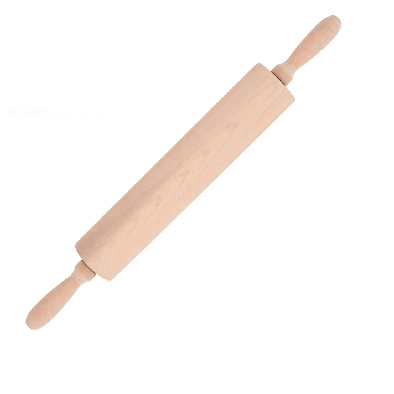 Rodillo de Madera para Repostería 46 cm – Rodillo de Cocina con Mangos Ergonómicos y Eje Central Giratorio, Ideal para Amasar Masa de Pizza, Galletas, Tartas, Pasteles y Pan – Haya Natural