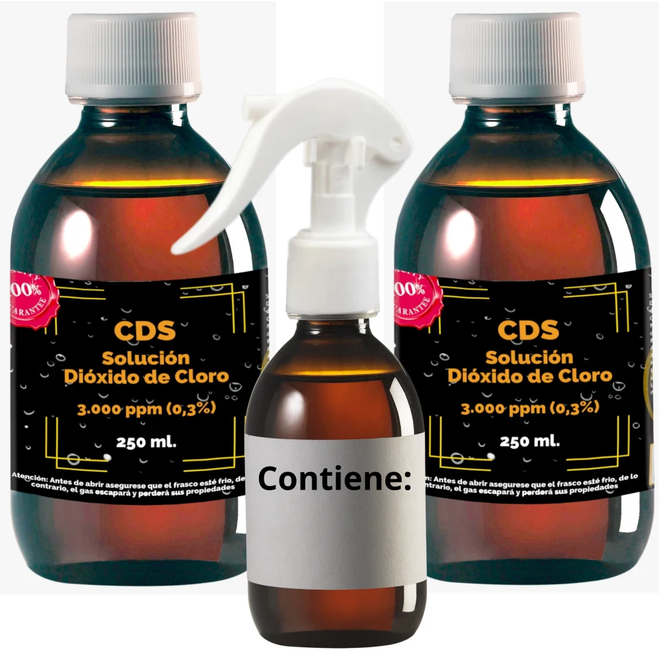 2 x 250 CDS Solución Dióxido de Cloro -500 ml- | 3.000 ppm al 0,3% | Máxima Pureza | Formula
