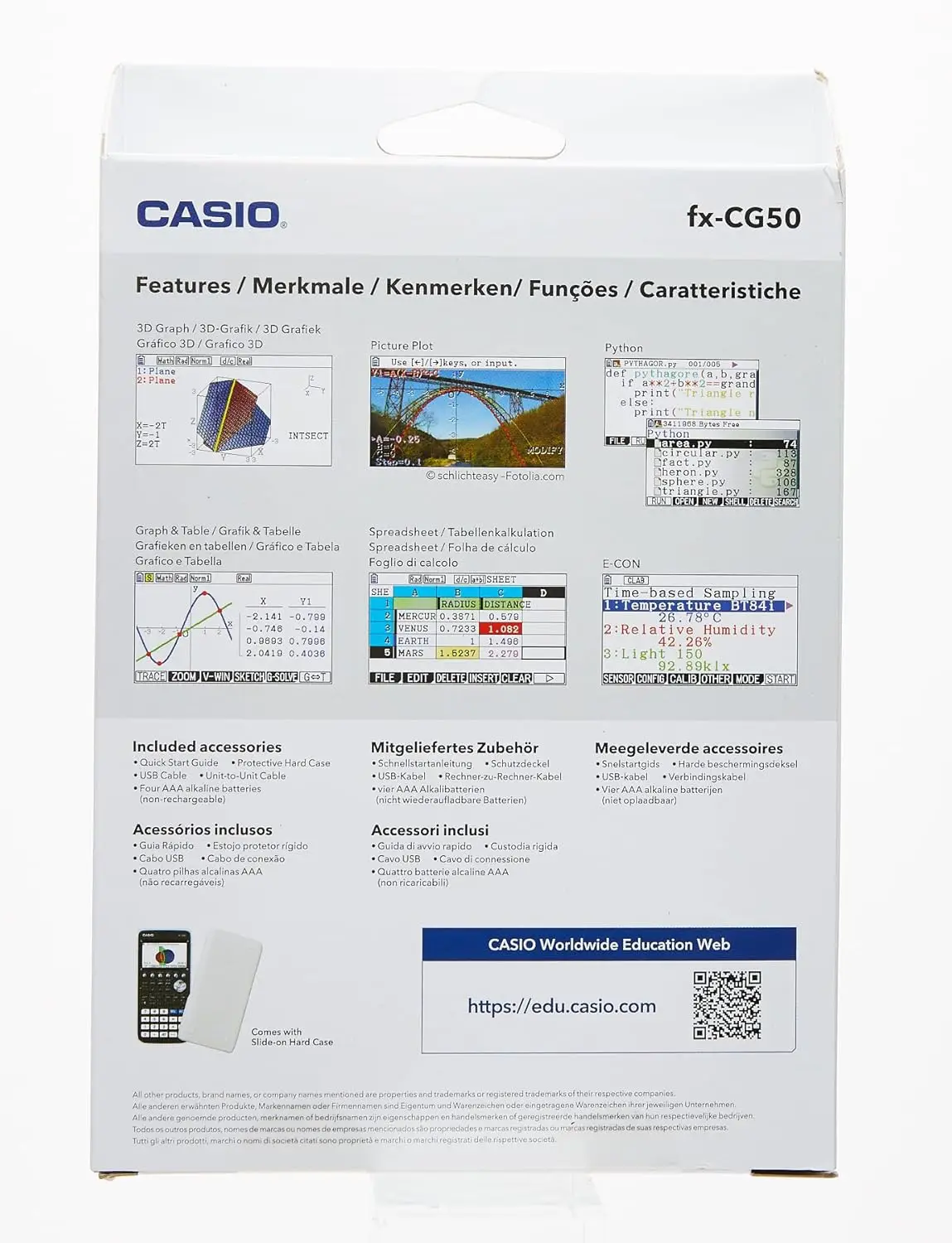 Casio scientific calculator FX-CG50 graphic calculator, Color display high resolution, black Color