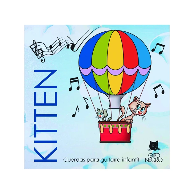 Juego de cuerdas Guitarra Clásica Gato Negro Kitten para guitarra clásica, española y concierto, Especial adaptado a niños. Tensión media. Fabricadas artesanalmente en España desde 1868