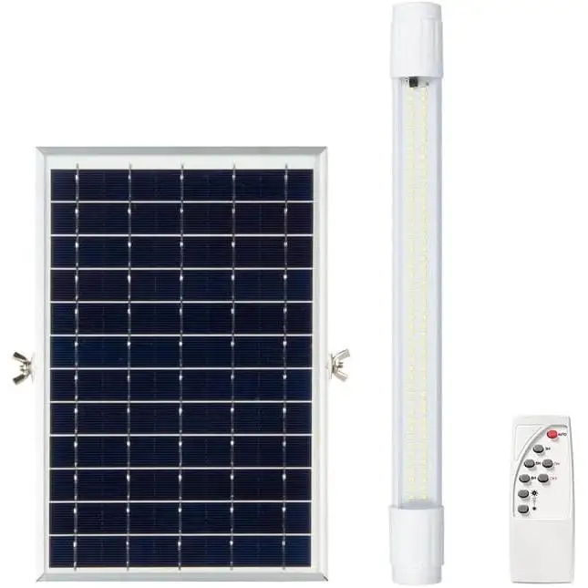 Jandei - Tubo LED Solar 50W con 800 Lúmenes, 158 Leds, Panel Solar 34x17cm, Mando a Distancia y Cable de 5 Metros, IP54, Luz Blanca Fría 6000K