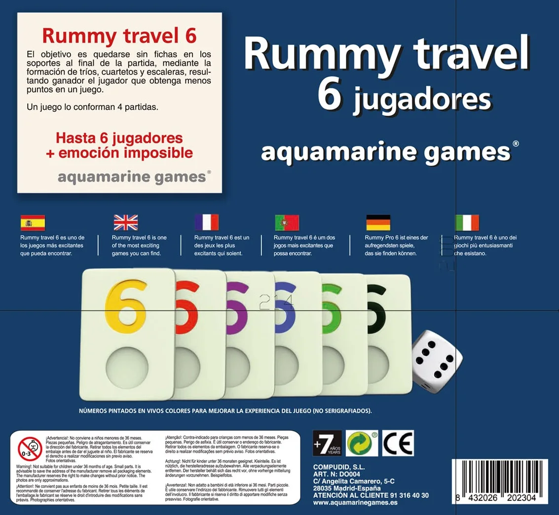 Travel Rummy 6 Players DO-004, educational board game with durable plastic pieces, a compact design for easy transport, and supports for organizing tiles, perfect for family game nights or parties. #3