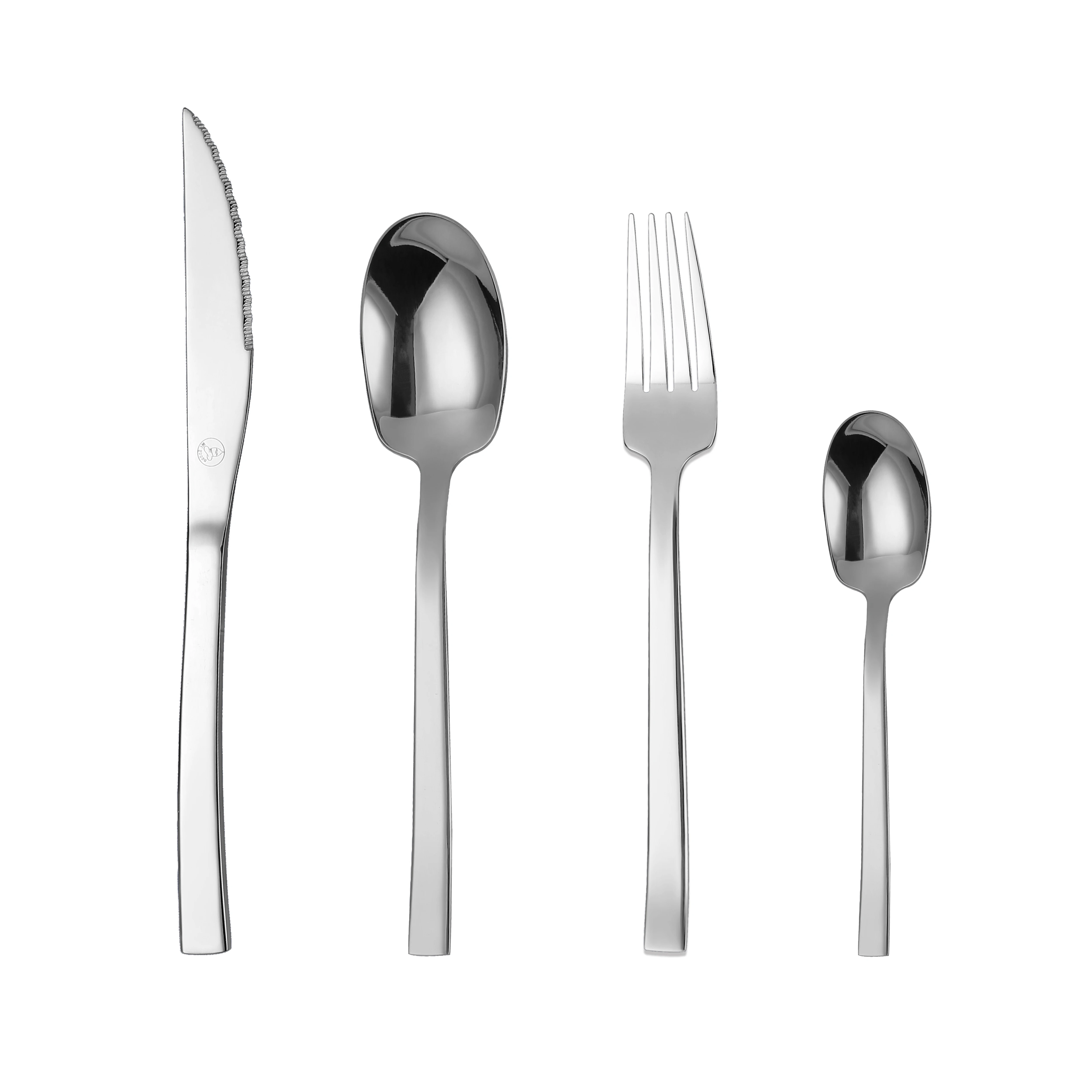 Mr.Spoon Serie Pala Juego de 24 o 48 piezas cubiertos,Acero Inoxidable 18/0,Económico y funcional,Incluye cuchillo de carne o mesa,tenedor,cuchara,cucharilla,Mango monobloque,Apto para