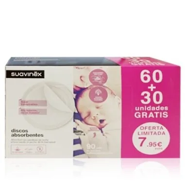 DISCOS ABSORBENTES SUAVINEX 60+30 UNIDADES GRATIS