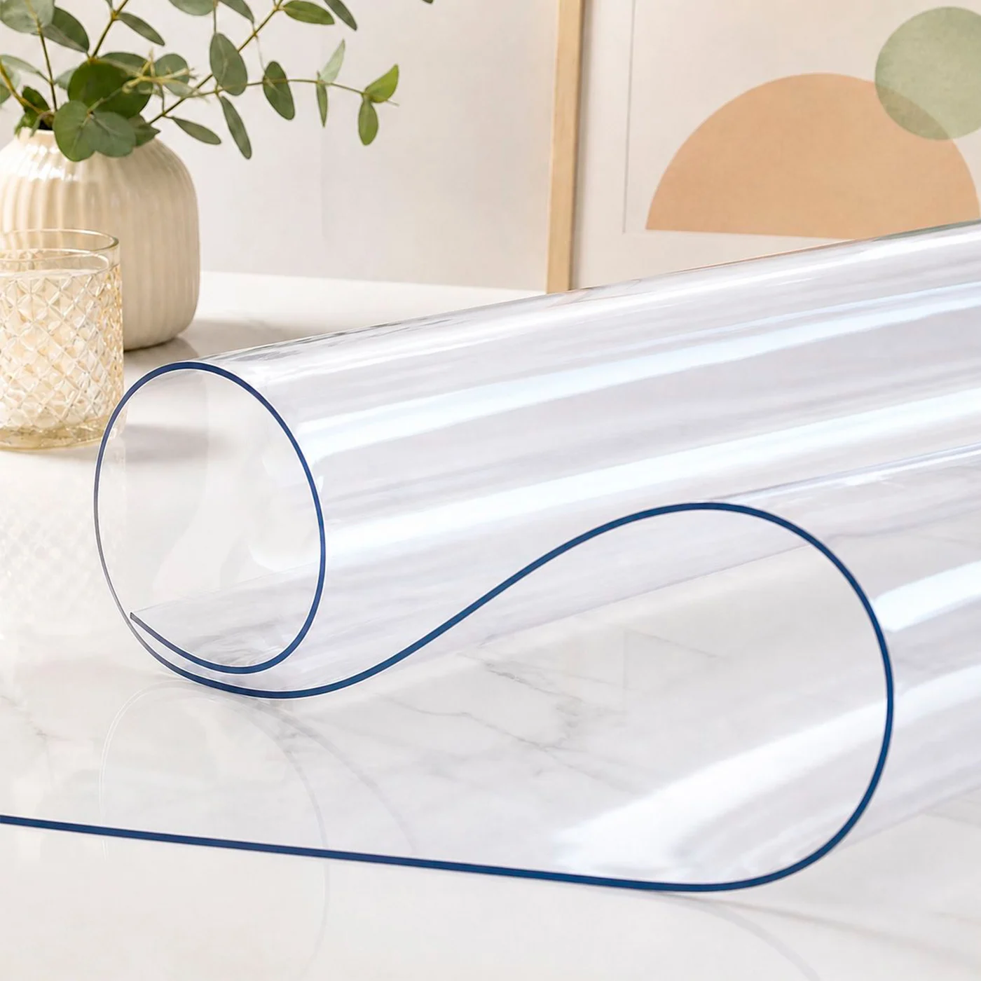 Protector de Mesa Transparente de PVC, Mantel Grueso 1,5 mm para Mesa Rectangular y Redonda, Impermeable, Adaptable, Resistente y Anti manchas. Variedad de Medidas