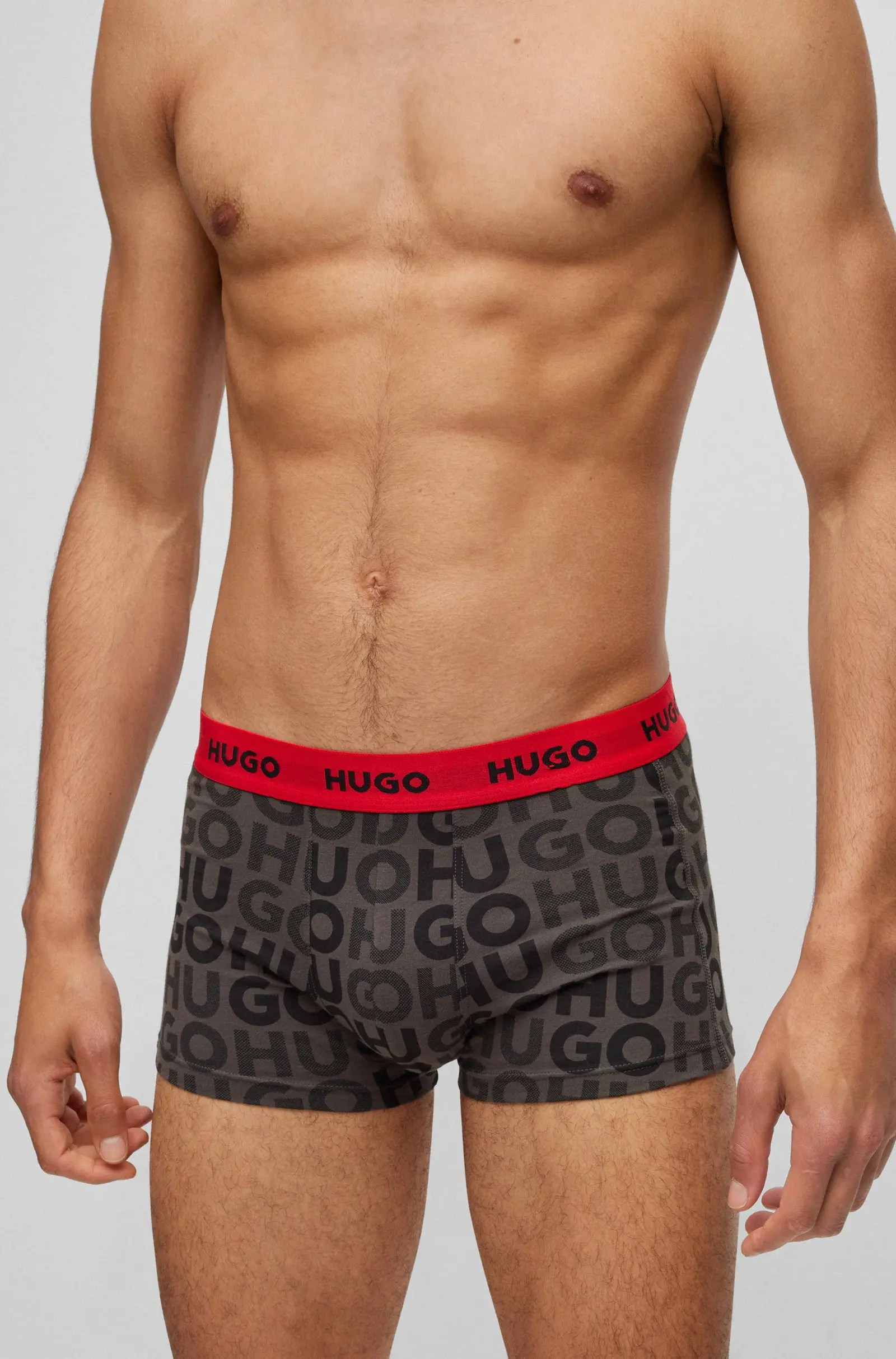 Hugo Boss -3 Pack- Design Cotton Stretch boxer (gray, black and gray fantasy)