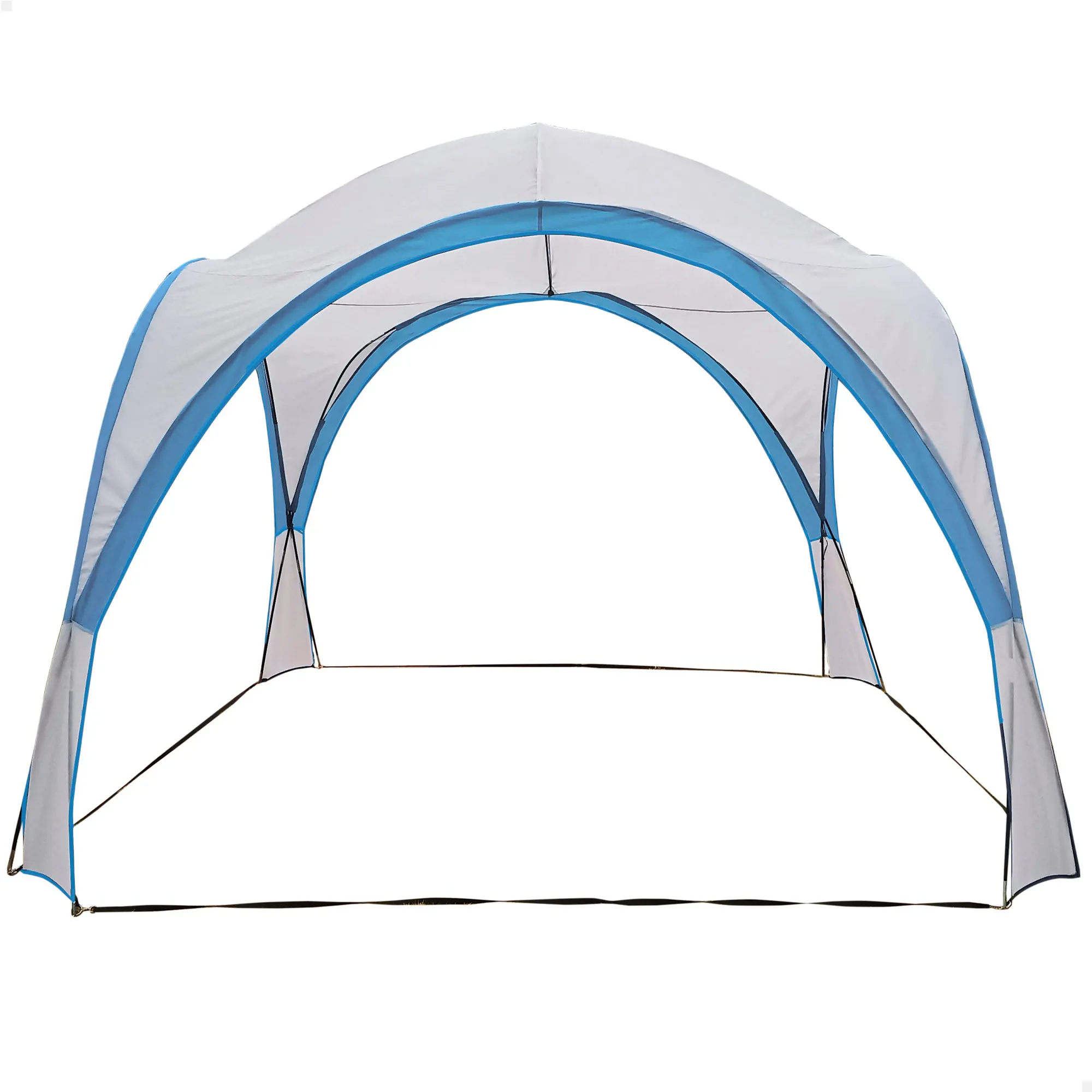 Carpa camping impermeable Aktive, Carpa camping exterior para sombra  Ligera, de fácil montaje y transporte  Medidas 320x320x260  Tienda de campaña abierta, protege del sol  Sombra playa