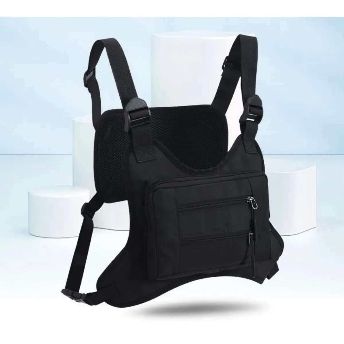 MEJORADA DL-42 Bolso de chaleco táctico de pecho, mochila de arnés ajustable con múltiples bolsillos, cómoda y transpirable, ideal para deportes al aire libre, senderismo, ciclismo, camping y uso