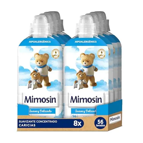 PACK de 8 - Mimosín suavizante concentrado hipoalergénico Suave y Delicado Caricias 8 botellas de 56 dosis