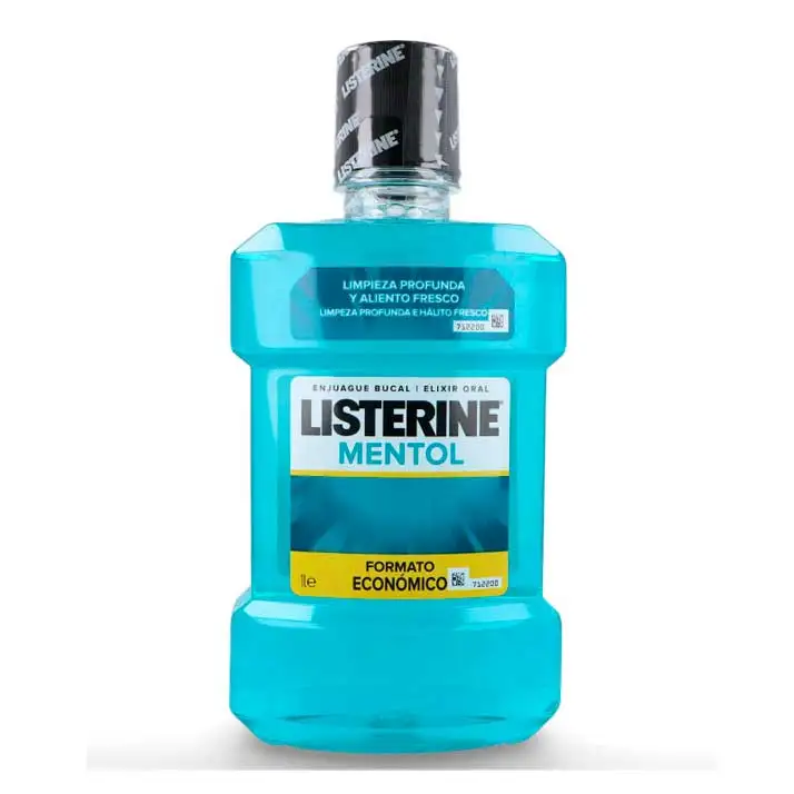 Listerine Mentol 1 Litro - Enjuague Bucal con Protección Contra la Placa