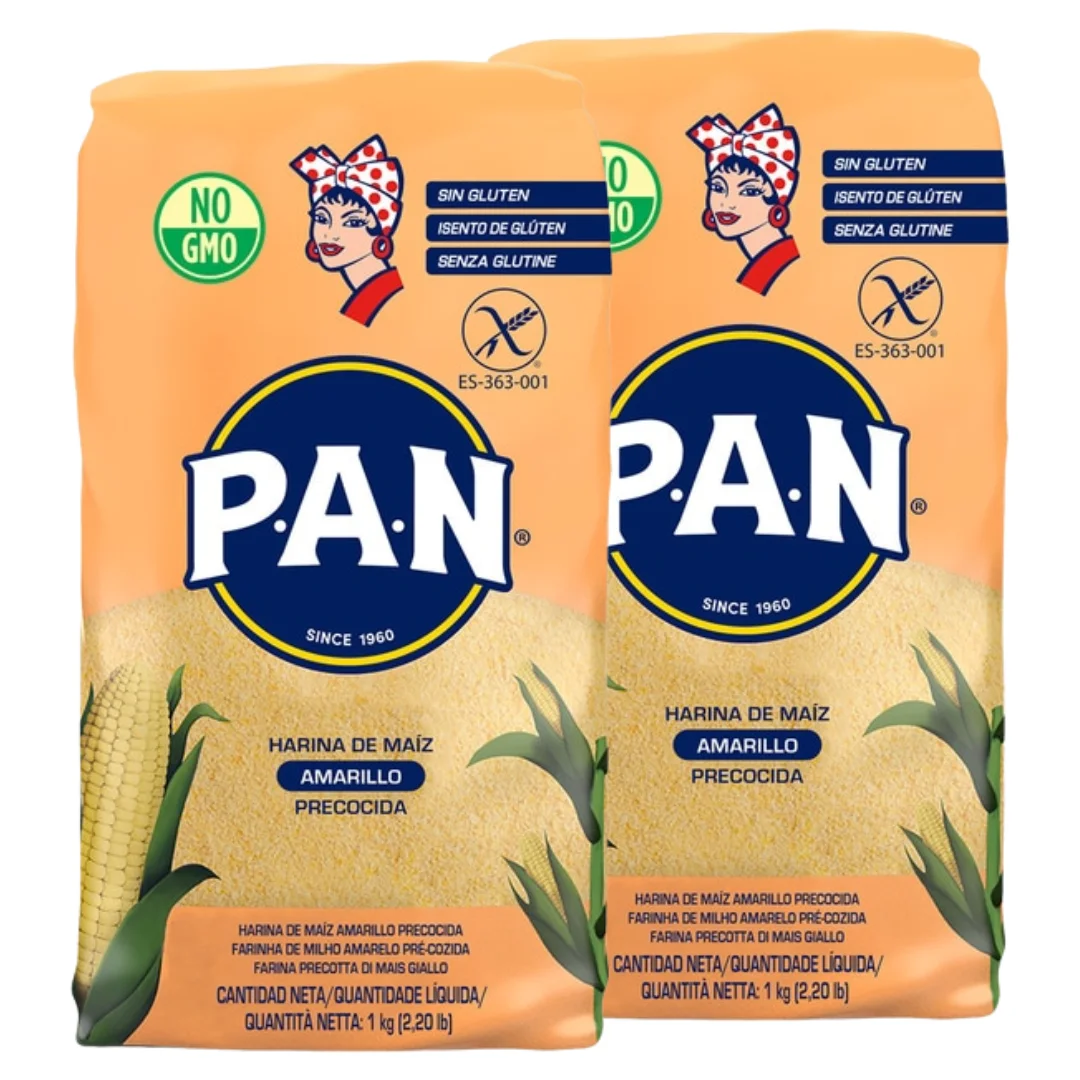 PAN Harina de maíz Amarillo 1kg (2,20lb) - Kosher, Sin Glúten