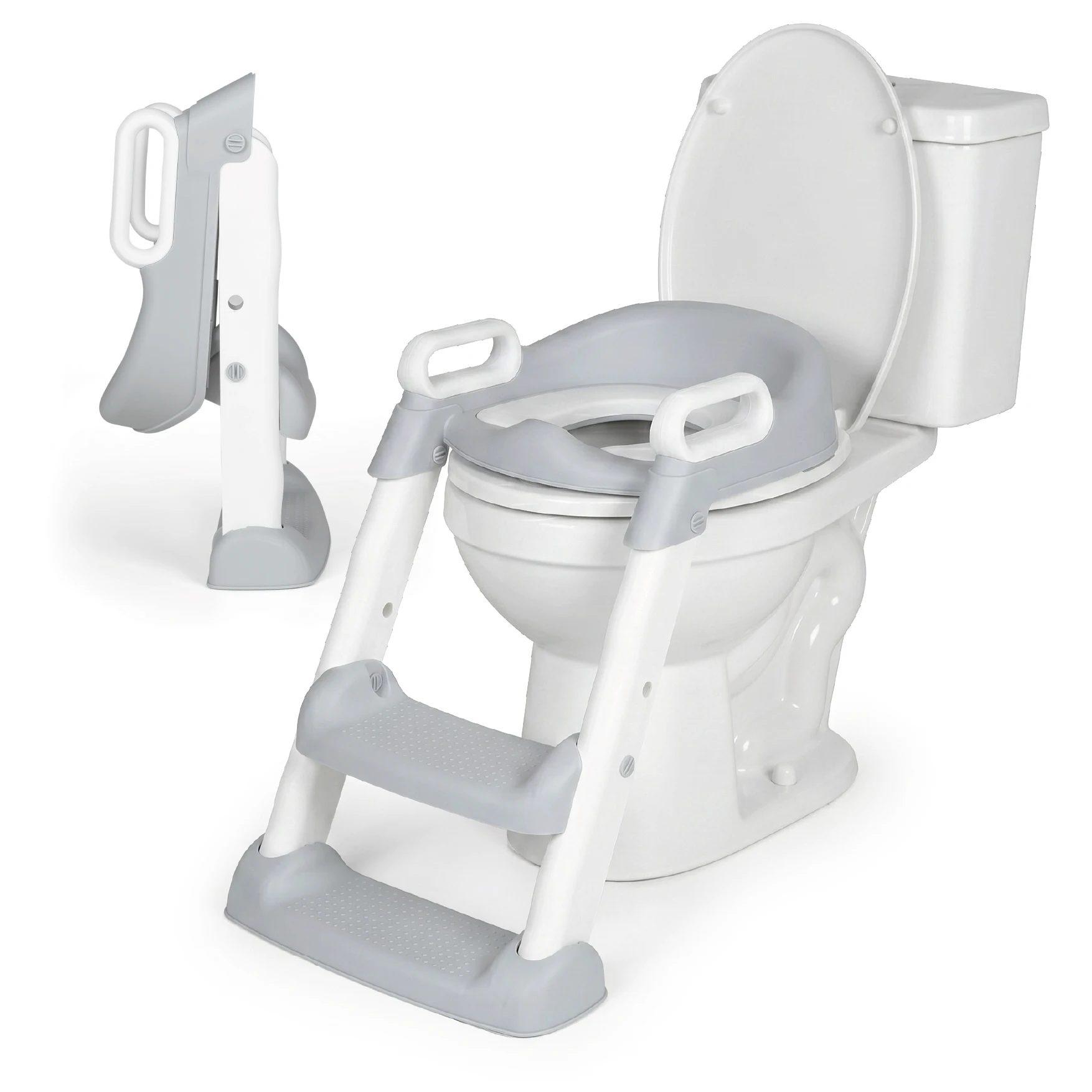 Ms - Adaptaror WC con Escalera - Adaptador con Asiento Acolchado para Inodoro - Plegable y con Altura Ajustable Reductor WC Niños con Asas y Base Antideslizante de 1 a 7 años
