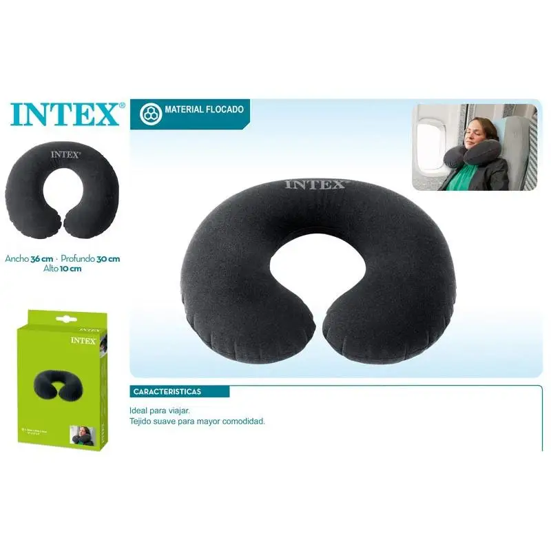 INTEX- Almohada de viaje hinchables inflable 36X30X10CM Cojin cervical hinchables para cuellos tejidos suaves y comodos de calidad