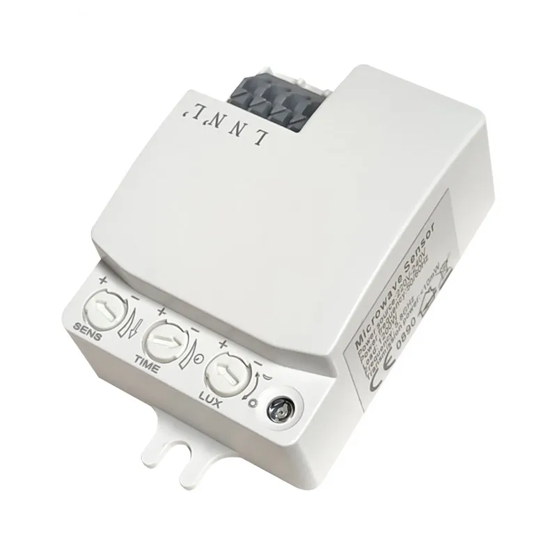 LED ATOMANT Detector de movimiento por radar HF 5.8 GHz, con sensor lumínico regulable, alcance 10 m, diseño invisible, instalación en el interior de plafones, ideal para controlar luces LED de forma