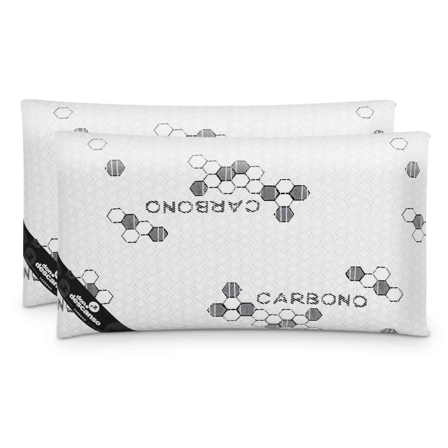 Nalui Almohadas Copos Viscoelástica Carbono Blanco Pack 2 (70x38 cm), Firmeza Media