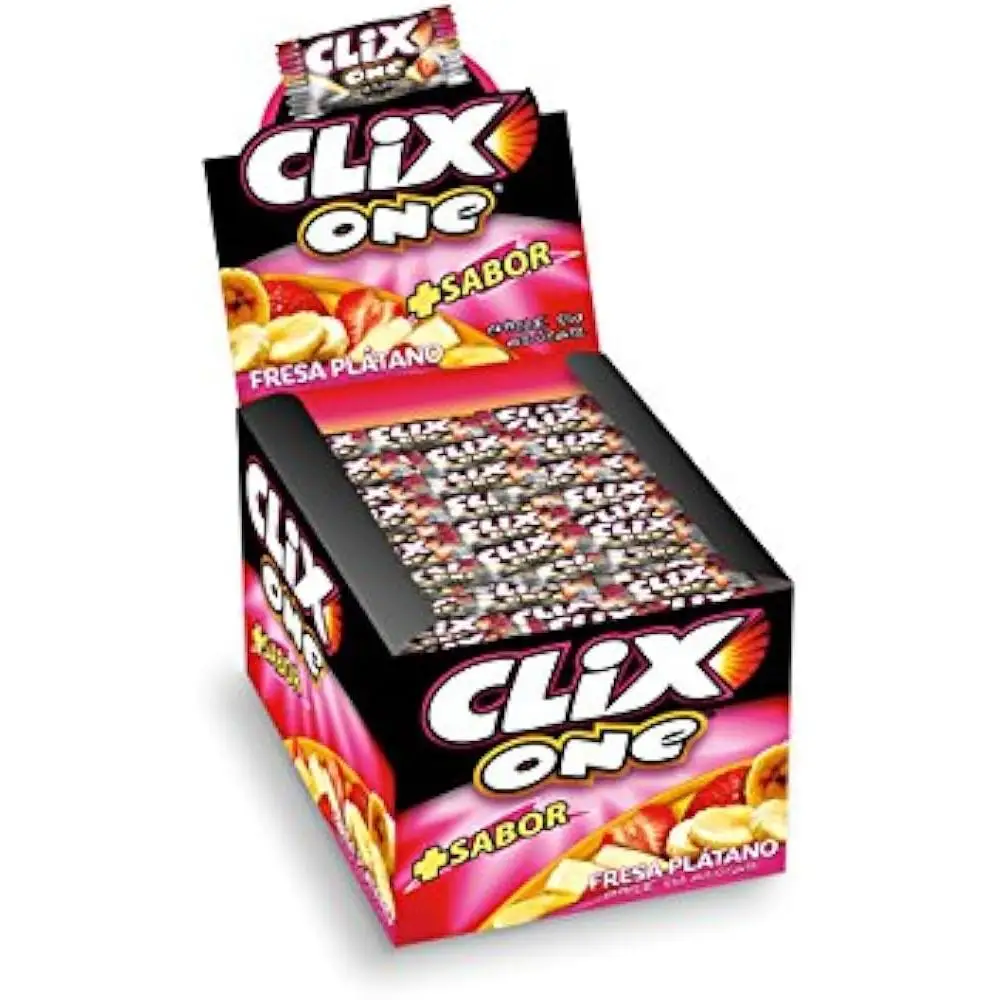 Sugar-free chicle - clix strawberry flavor - box of 200 units - without gluten