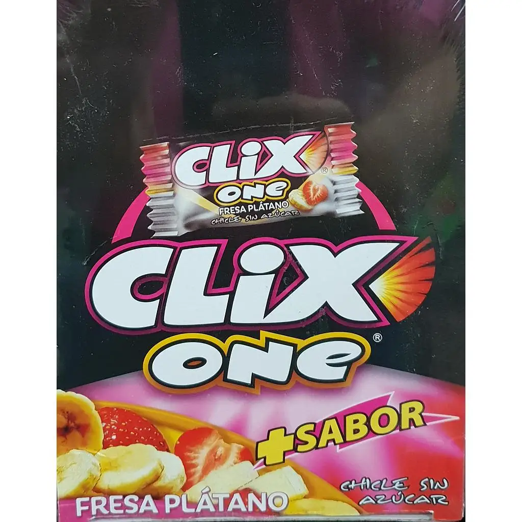Sugar-free chicle - clix strawberry flavor - box of 200 units - without gluten