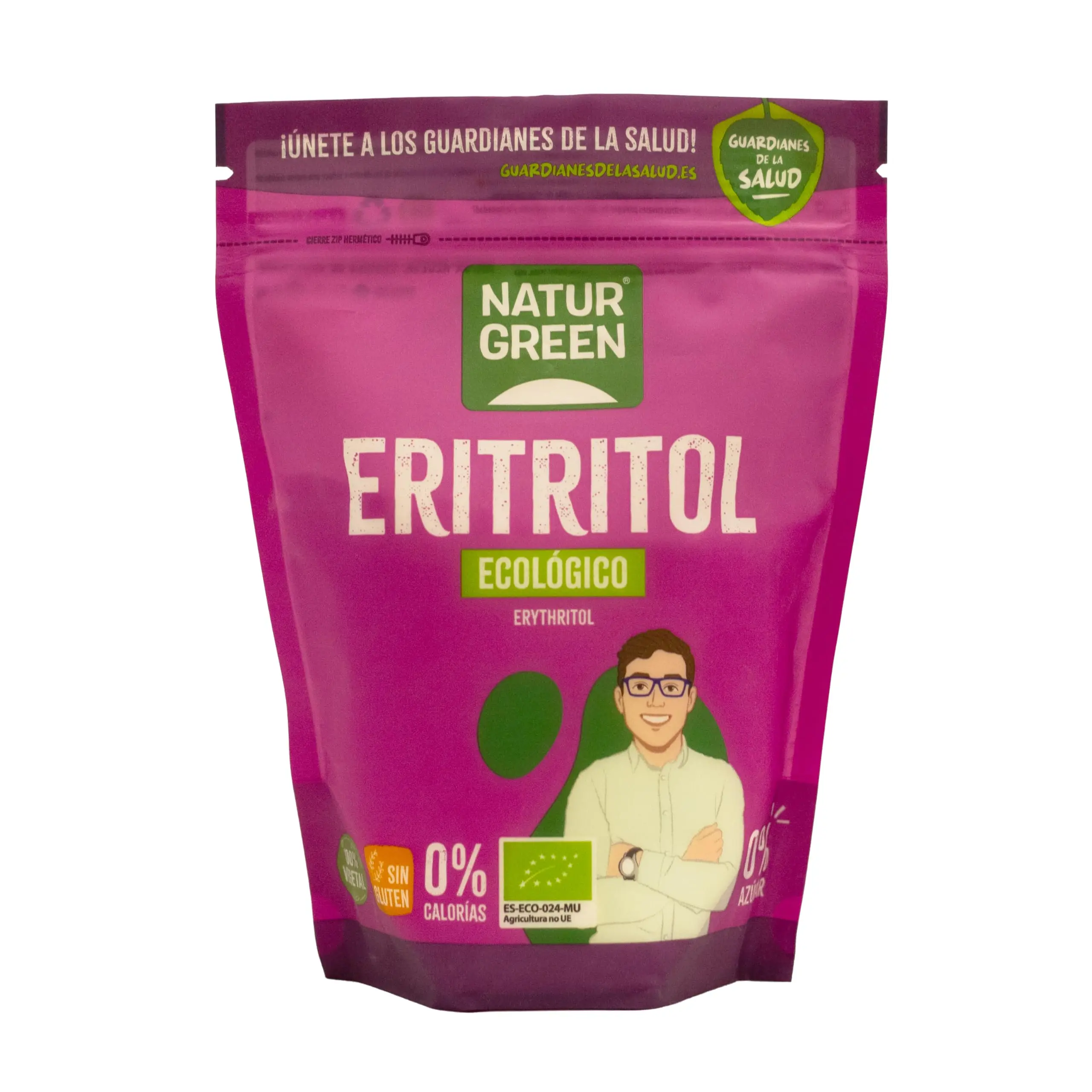 Eritritol Bio  500g  Doypack Resellable  Edulcorante Natural  Sin Calorías  Sin Azúcar  NATURGREEN