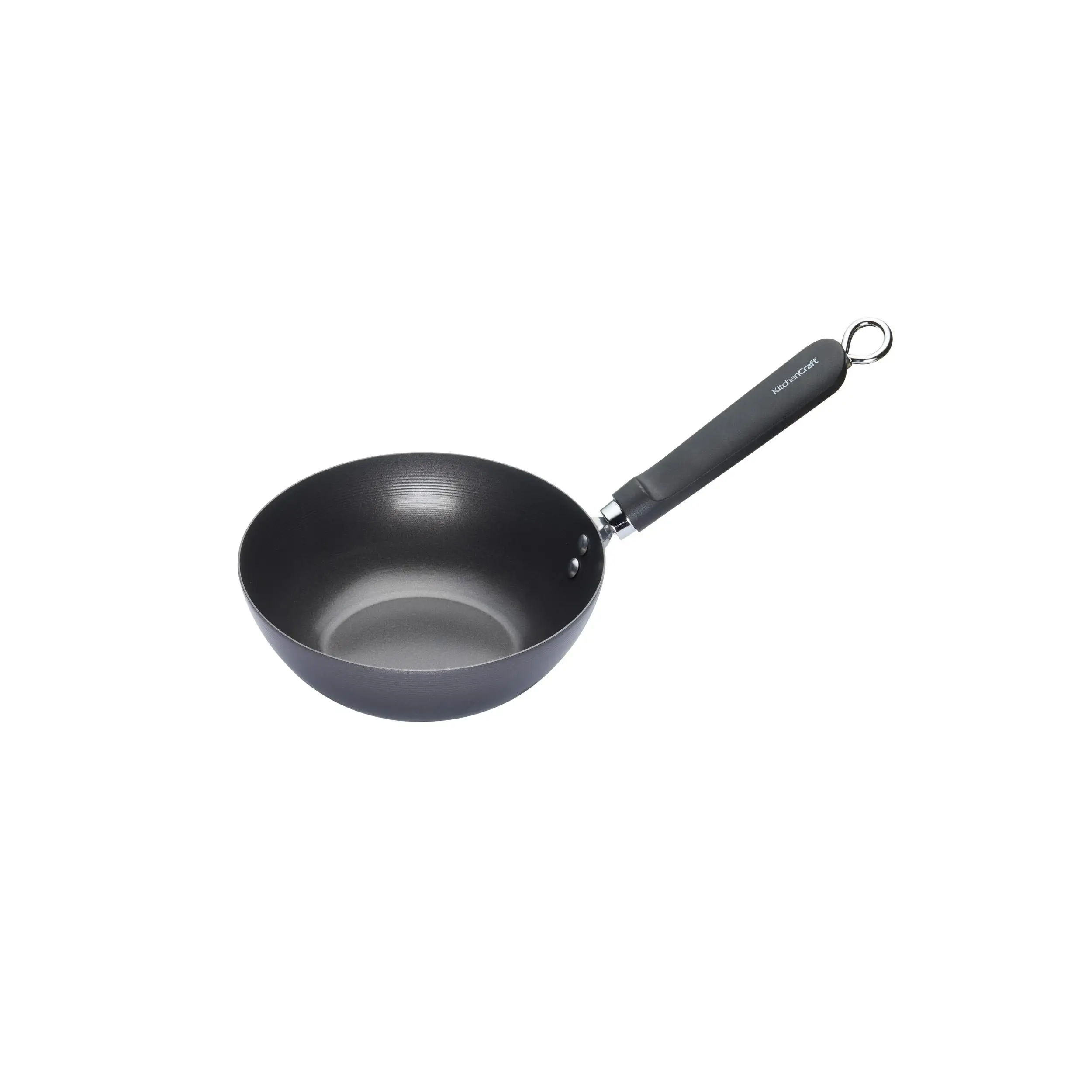 KitchenCraft: World of Flavours – Small Induction-Ready Nonstick Wok, 20 cm, Carbon Steel for Cooking, Perfect for Induction Cookers and Easy Cleanup.