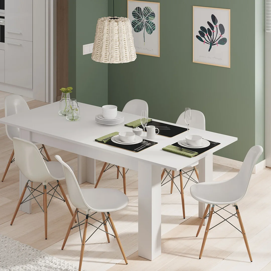 Ninguno Blanco Mesa Comedor Extensible 90X140x190 Cm Artik