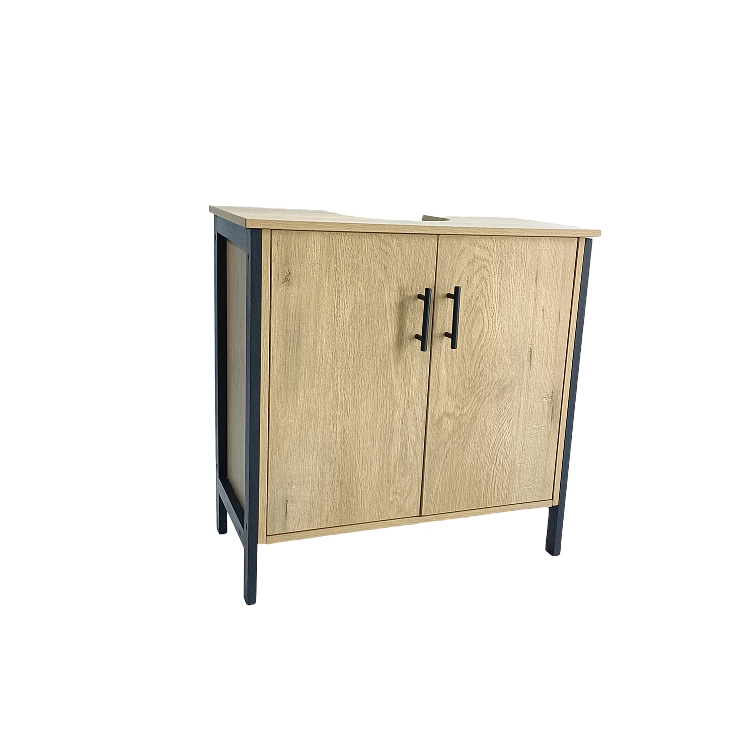 LIN HOME XZ-23012 Mueble de Almacenamiento de Madera y Metal con 2 Puertas, Organizador de Hogar para Salón o Dormitorio