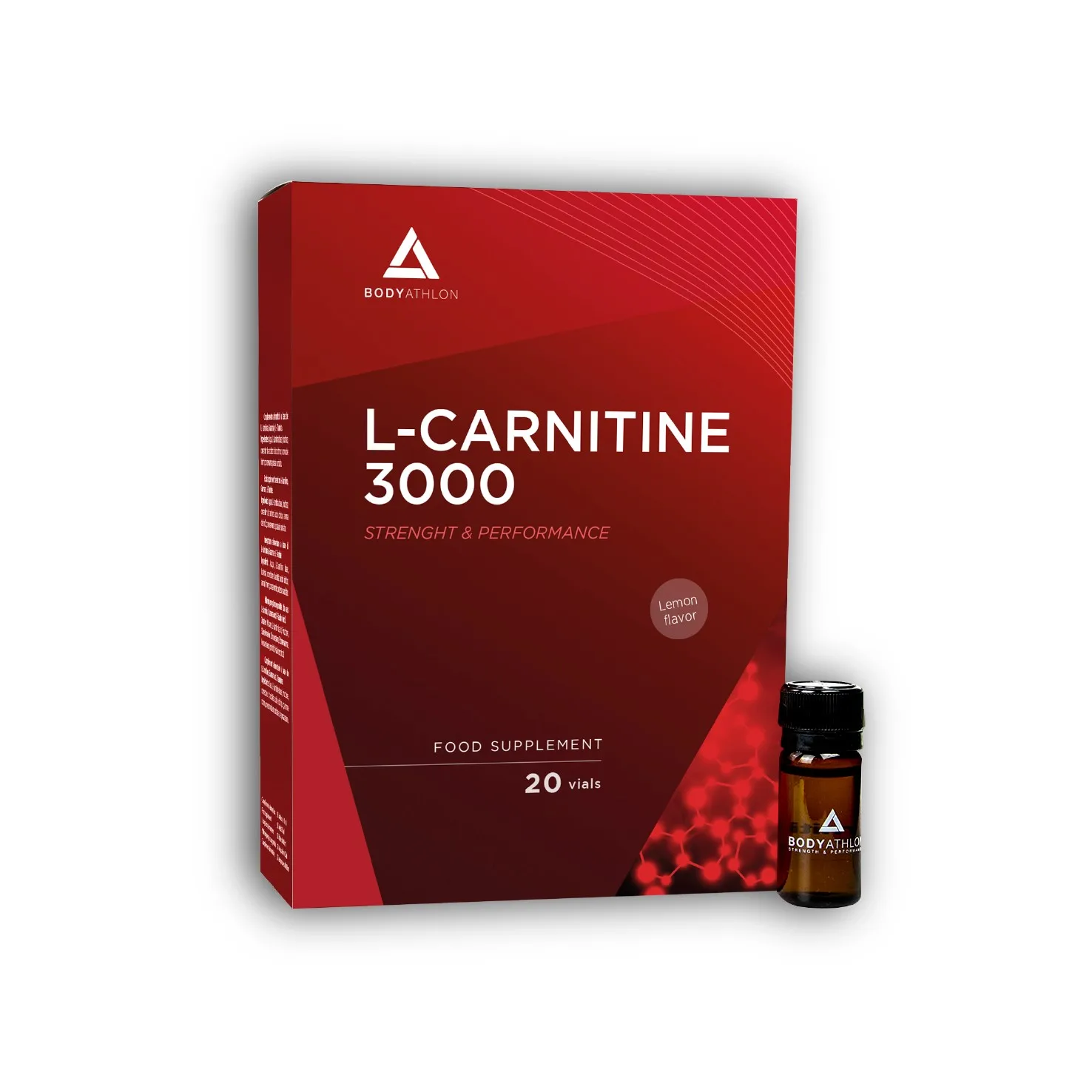 BODYATHLON - L-Carnitina 3000 sabor limón, 20 viales 10 ml de L-Carnitina líquida sabor limón- Mejora el Rendimiento y Energía – Suplemento Deportivo