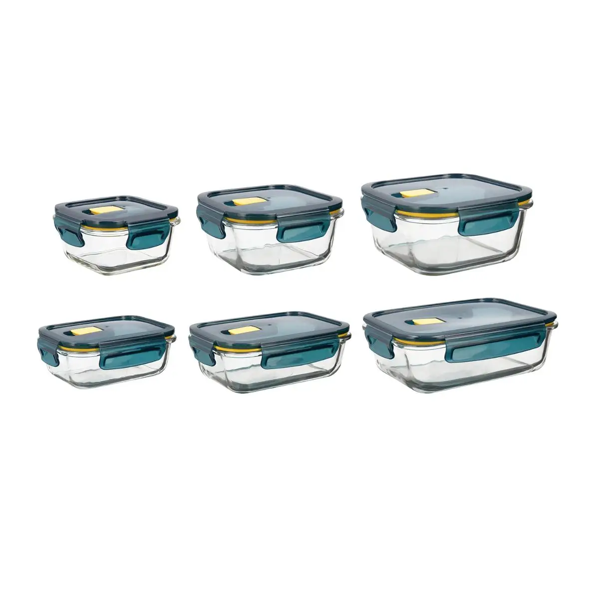 Quid Astral Set 6 Recipientes Herméticos Vidrio Azul 100% Hermético