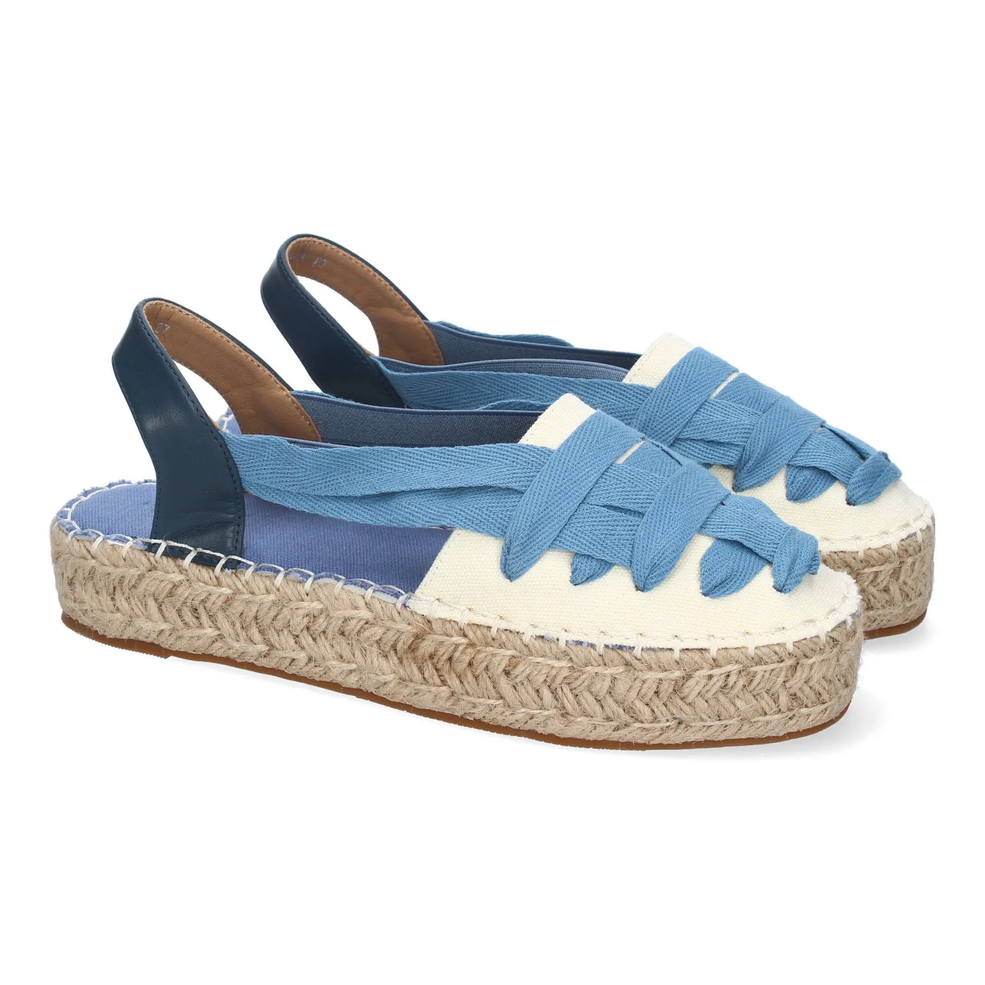 PuntoSalao Alpargatas planas en yute estilo valenciana para mujer color azul 3U18
