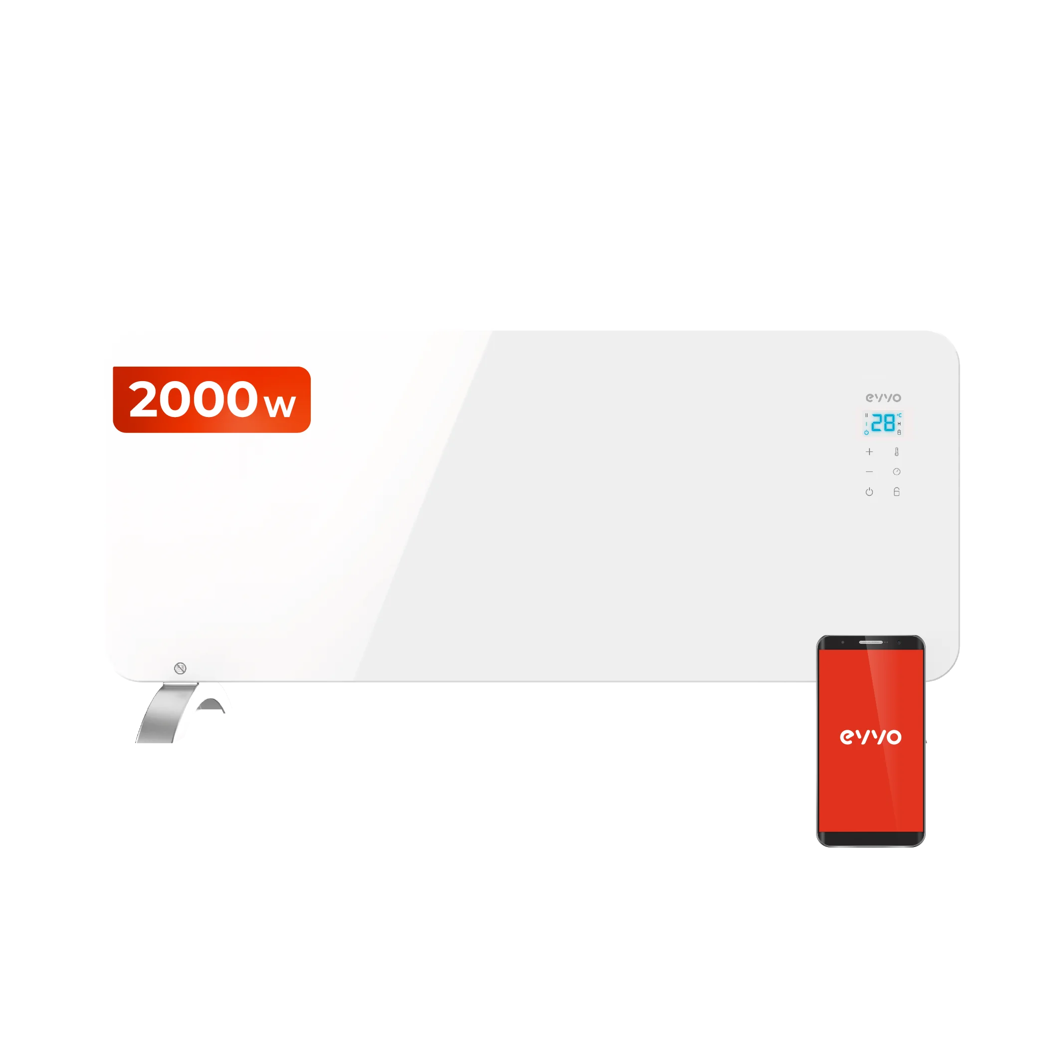 Radiador eléctrico EVVO Cristal | WiFi, 1000-2000 W, pantalla táctil, mando a distancia 🌡️