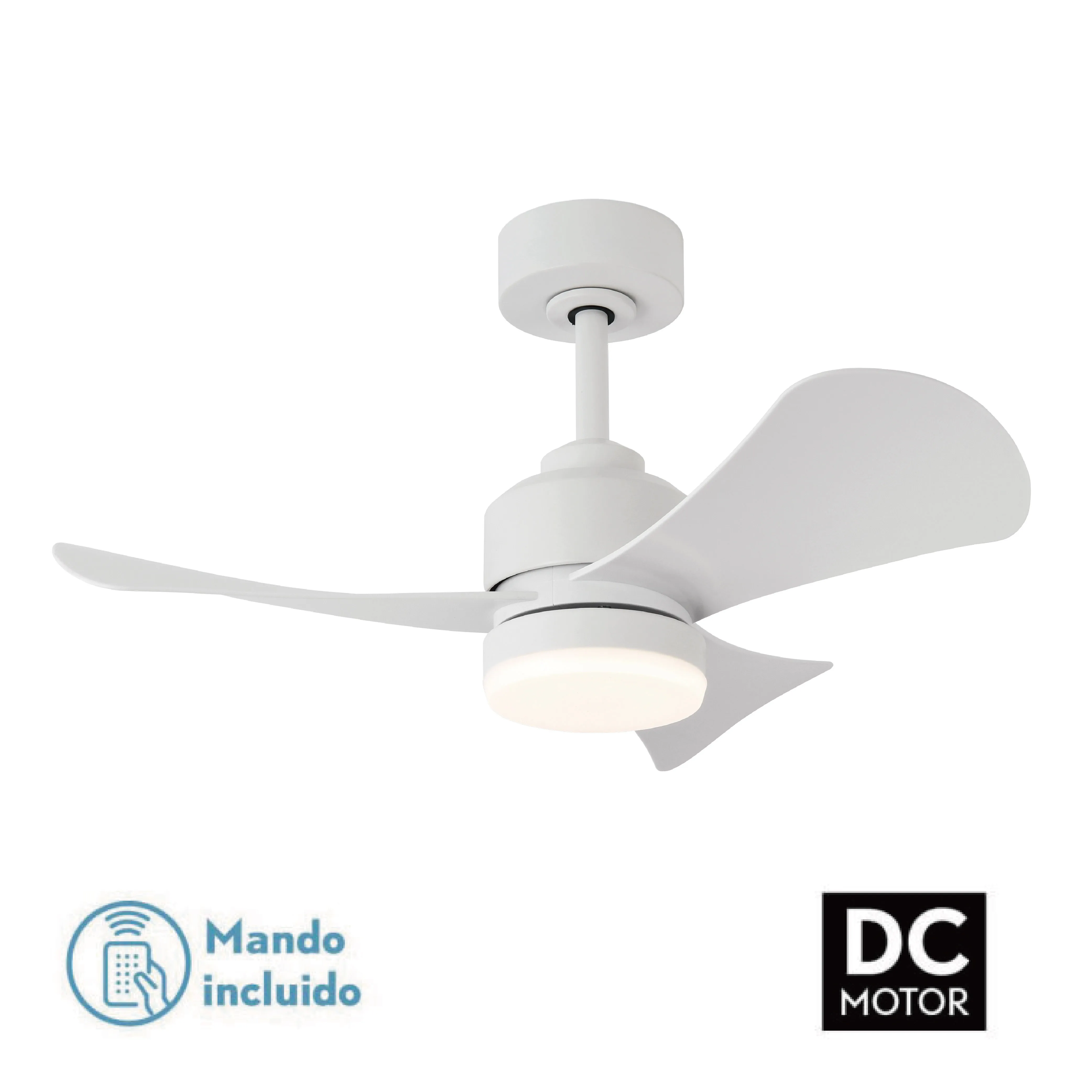 VENTILADOR DE TECHO CON LUZ 3 ASPAS LAMPARA MADERA BLANCO HMC099WHITE FIJALO