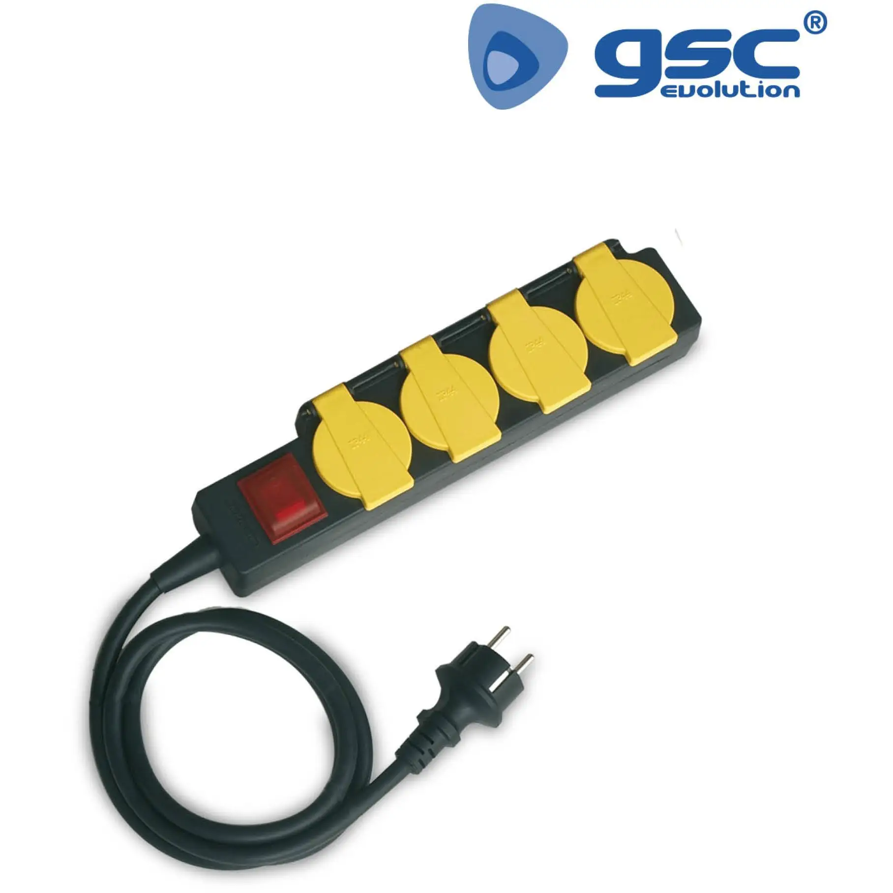 Base Electrica 4 Tomas Con Tapa +interruptor+cable 1,5mts 500169