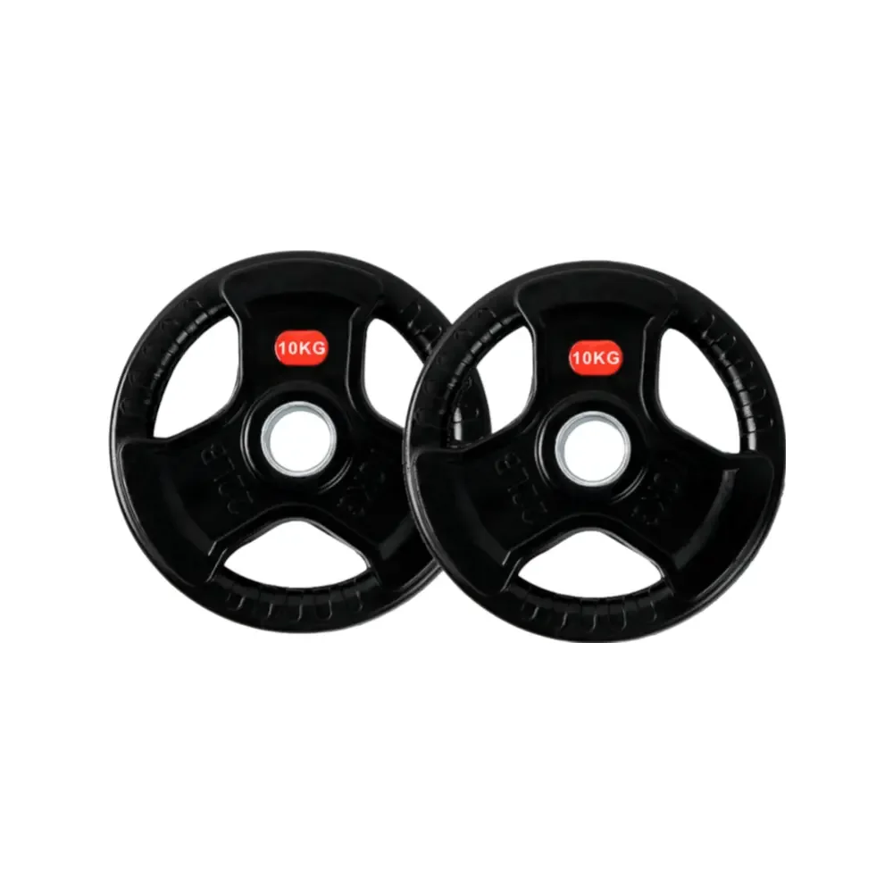 Ozio Fitness 2 Discos de Pesas 10 kg 30 mm de 3 agarres con Recubrimiento de Caucho Musculación