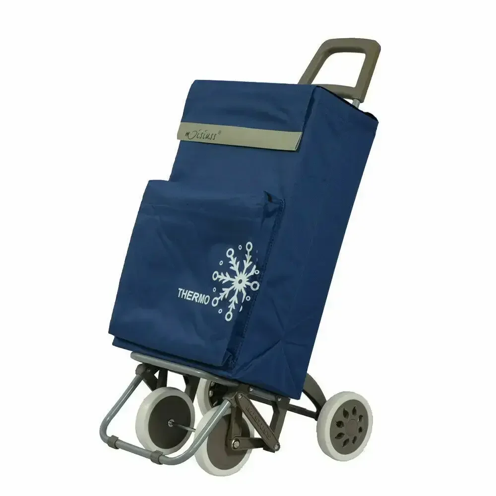 Carro de la Compra 4 Ruedas 2 Bolsillos uno para congelados mercado, carrito Playa, caroo con bolsas termica almacenamiento, Shopping Bag Verdulero