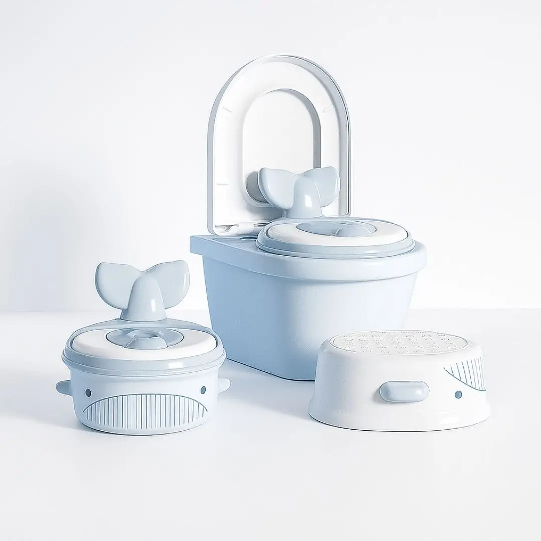 BATHBY | Orinal Infantil para bebé 3 en 1 | Tapa Extraíble Reductor WC y Escalón | Asiento Acolchado | Antideslizante | Protección Antisalpicaduras | Retrete Portátil Bebé | Fácil de Limpiar y Guardar