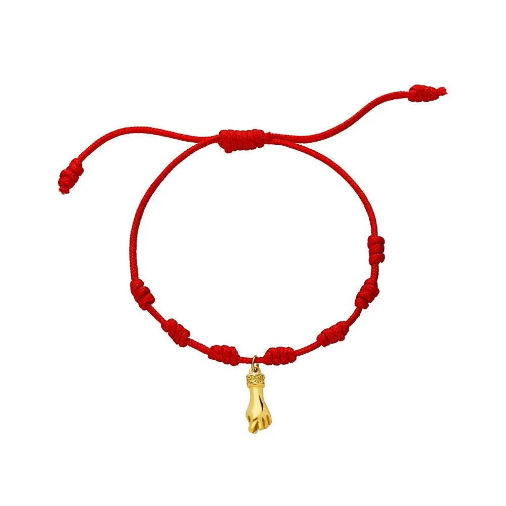 AVANCY - Pulsera 7 Nudos Puño Higa Acero 316 L. Chapado en oro 18 klts. Fabricado en España.