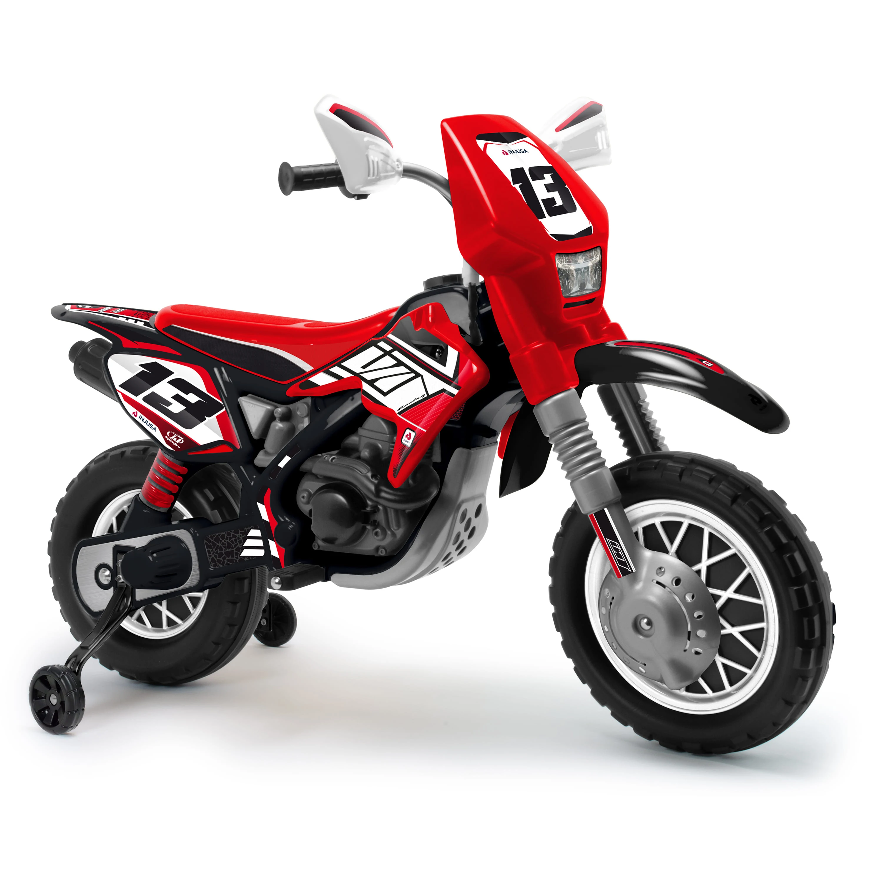 Injusa Moto Eléctrica Infantil Cross Thunder Max VX 12V para Niños 3-6 Años con Puño Acelerador | Freno Eléctrico | Velocidad máxima 6 km/h | Color Rojo y Negro