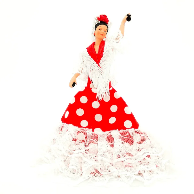 Flamenco andalusian porcelain doll 28 cm. Typical regional dress andalusia, manufactured in spain by folk artesanía dolls. #3
