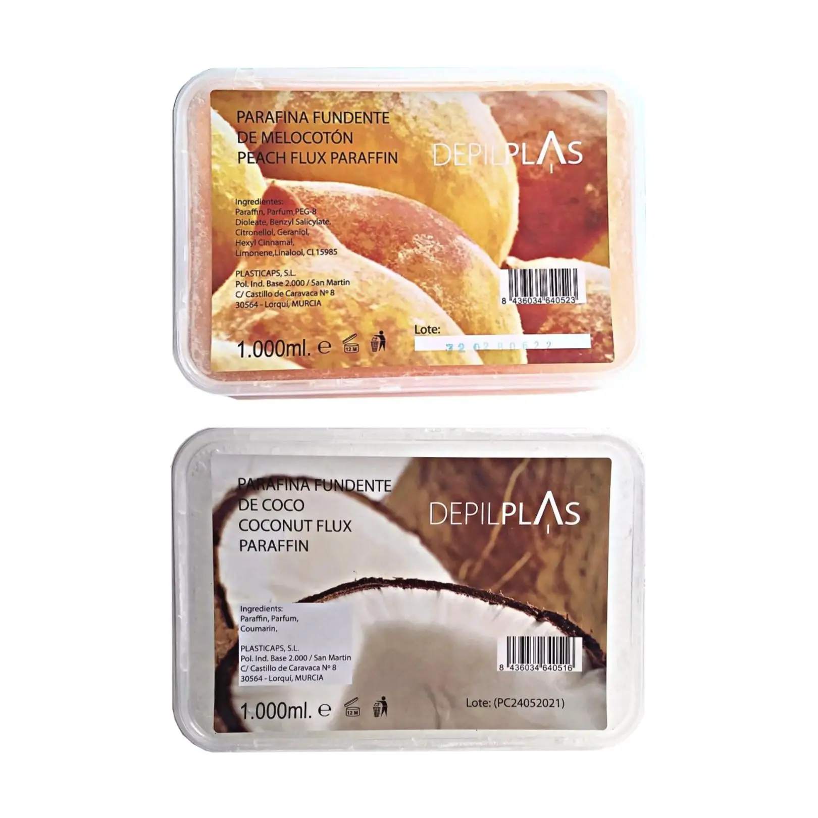 Parafina 1000ml Melocotón / Coco — Tratamiento hidratante y antioxidante para piel PLASTICAPS