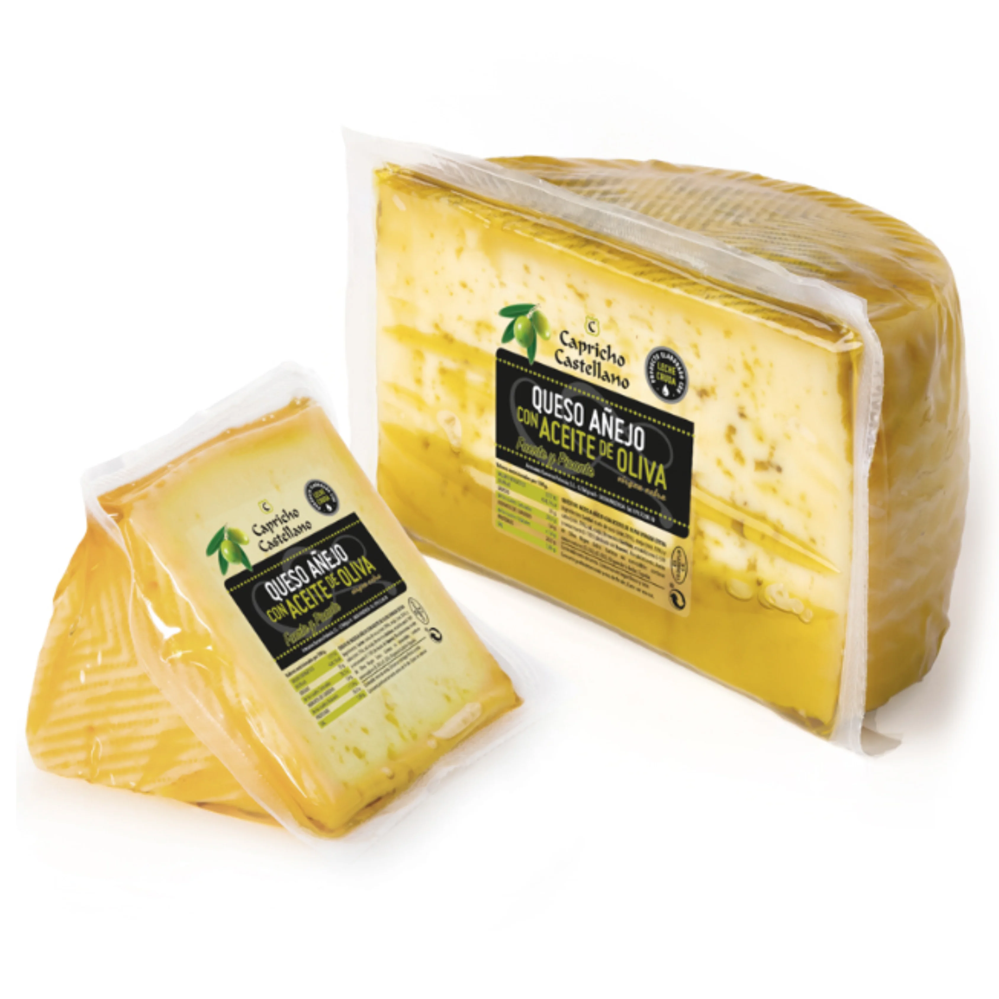 Queso de Mezcla Añejo con Aceite de Oliva Ibéricos a Domicilio Gourmet - 200g, Curado 270 Días con Leche Cruda de Vaca, Oveja y Cabra