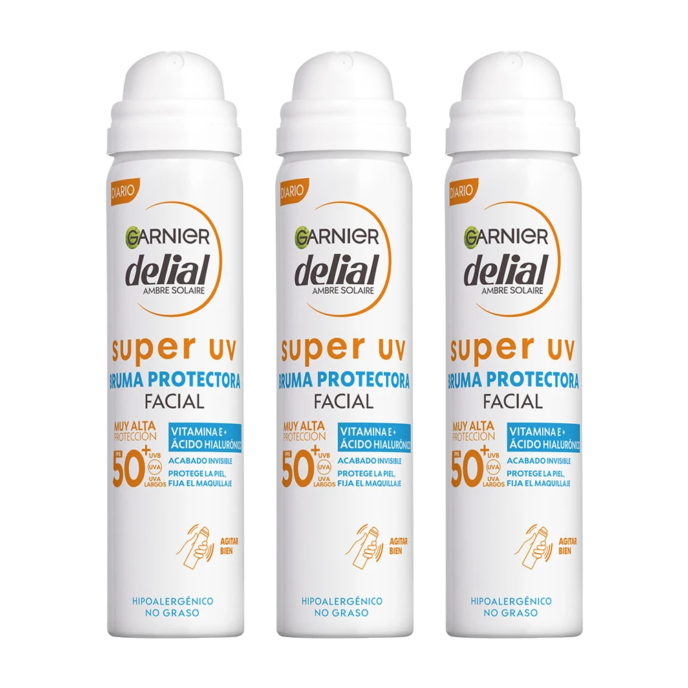 GARNIER | Delial SUPER UV FPS50+ Bruma Protectora Facial con Textura Invisible - 3X75ML